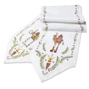 Retired Patience Brewster 08-30799 Embroidered Elephant Table Runner RARE NWT